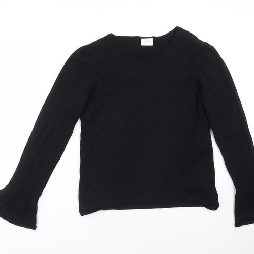 VILA Womens Black  Cotton Basic T-Shirt Size L Round Neck
