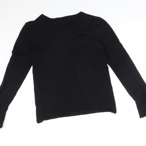 VILA Womens Black  Cotton Basic T-Shirt Size L Round Neck