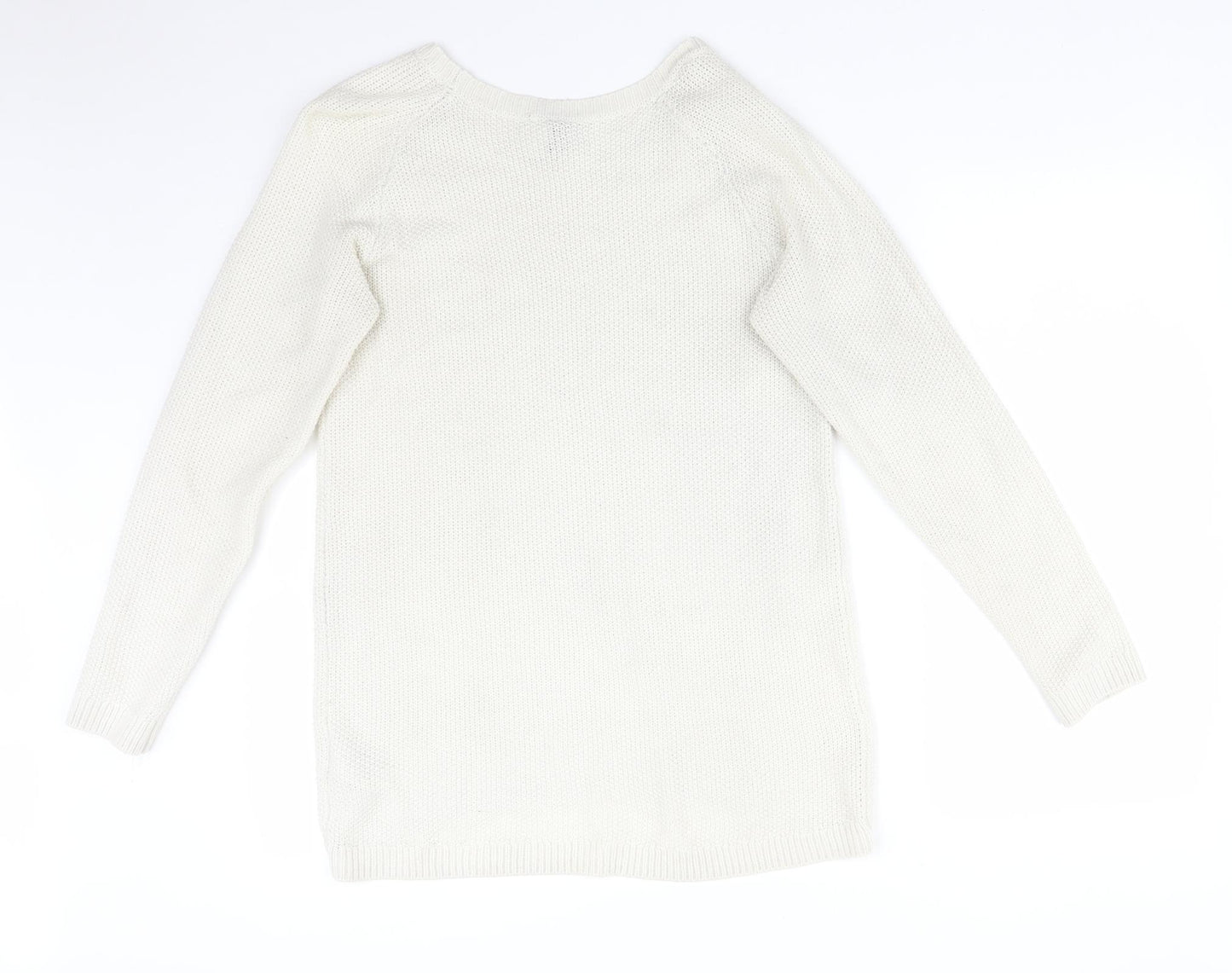 H&M Mens White  Acrylic Pullover Sweatshirt Size S