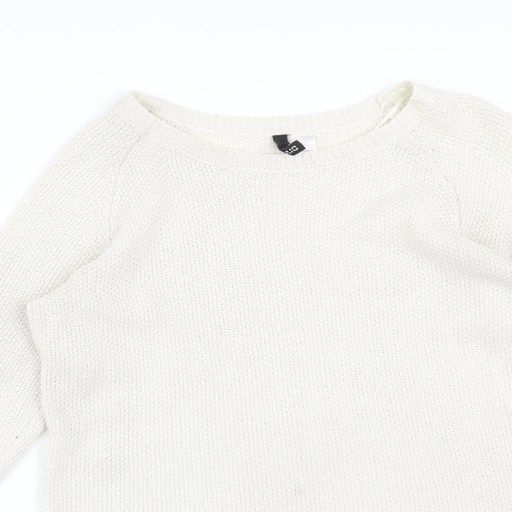 H&M Mens White  Acrylic Pullover Sweatshirt Size S