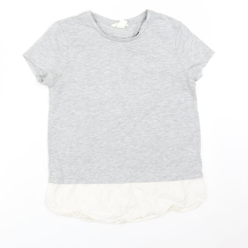 H&M Womens Grey  Cotton Basic T-Shirt Size XS Round Neck
