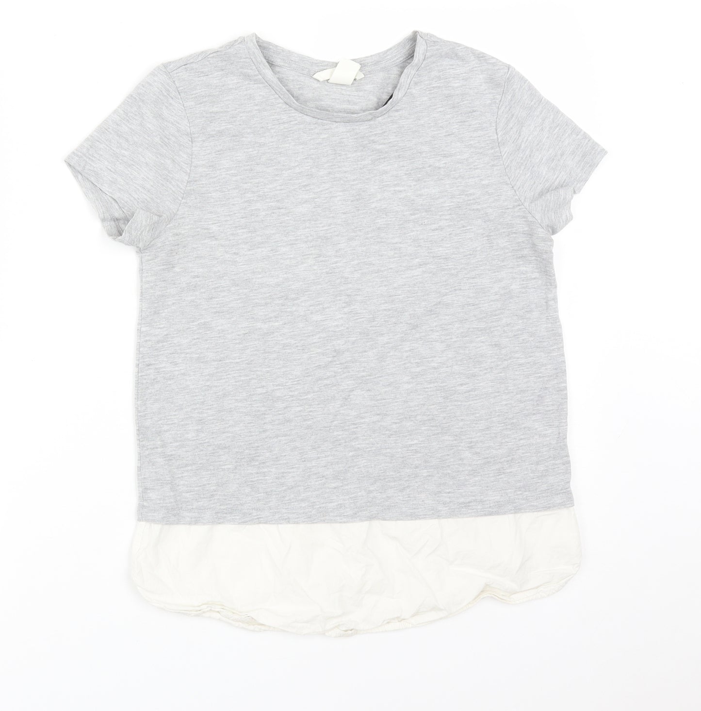 H&M Womens Grey  Cotton Basic T-Shirt Size XS Round Neck
