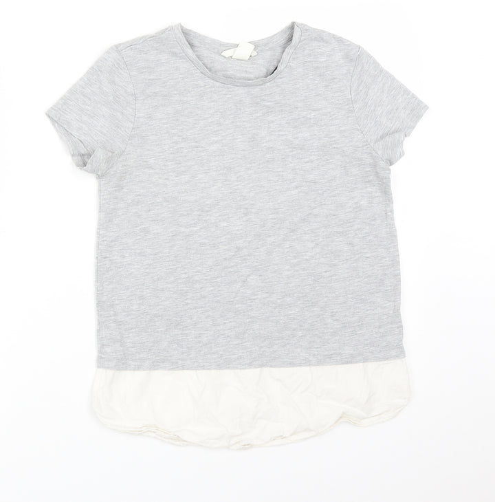 H&M Womens Grey  Cotton Basic T-Shirt Size XS Round Neck