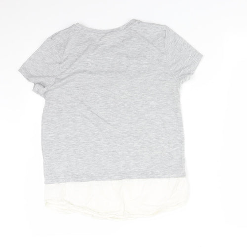 H&M Womens Grey  Cotton Basic T-Shirt Size XS Round Neck