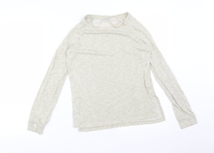 Bershka Womens Beige Viscose Basic T-Shirt Size XS Round Neck