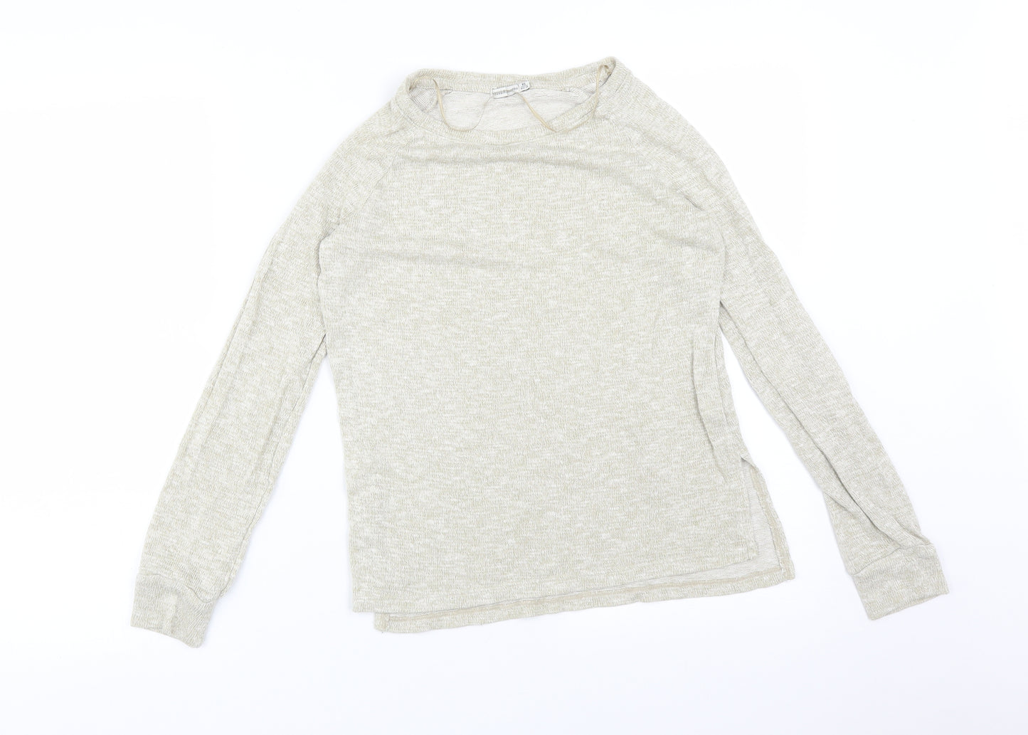 Bershka Womens Beige  Viscose Basic T-Shirt Size XS Round Neck