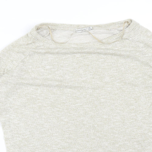 Bershka Womens Beige  Viscose Basic T-Shirt Size XS Round Neck