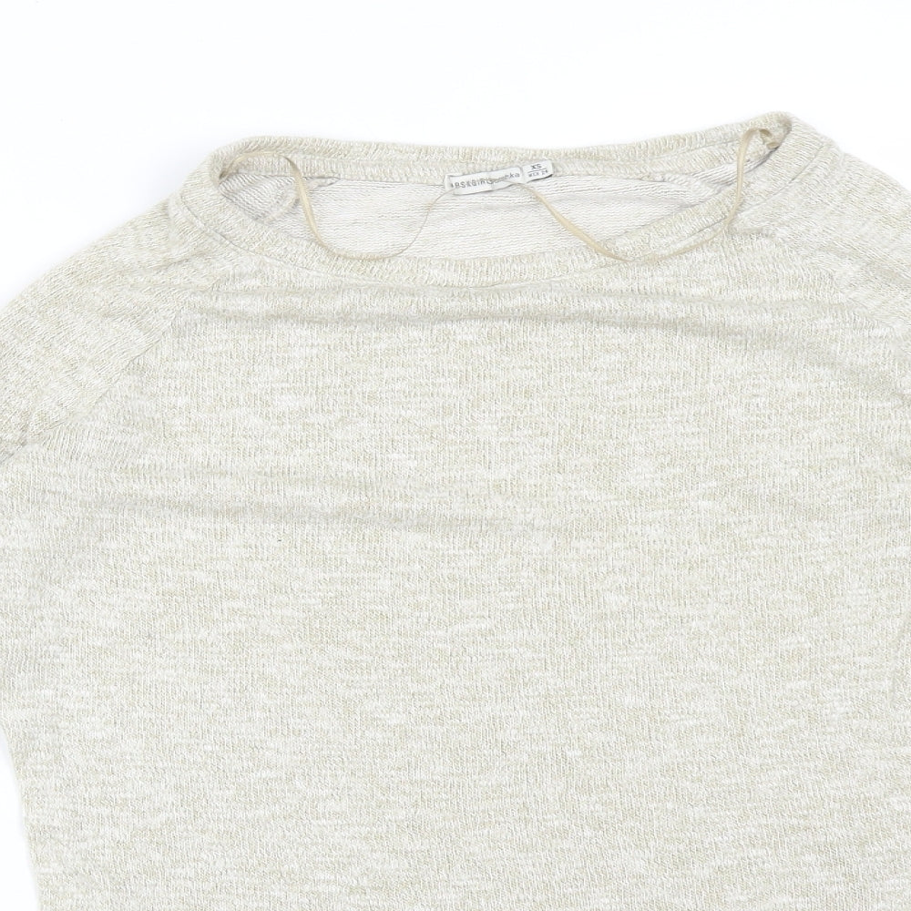 Bershka Womens Beige  Viscose Basic T-Shirt Size XS Round Neck