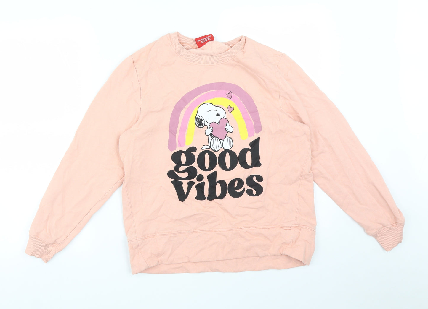 TU Womens Pink  Cotton Pullover Sweatshirt Size 12   - GOOD VIBES PEANUTS