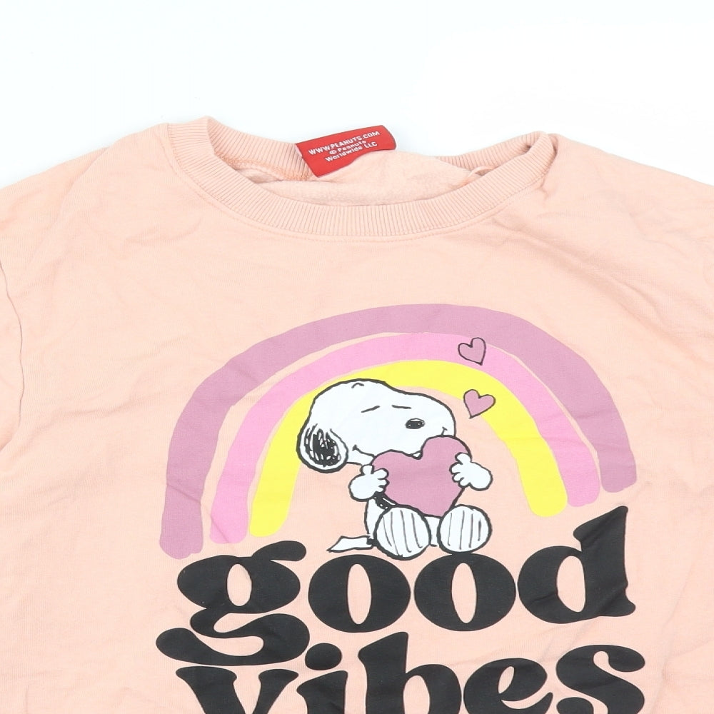TU Womens Pink  Cotton Pullover Sweatshirt Size 12   - GOOD VIBES PEANUTS