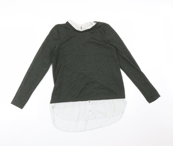 Dorothy Perkins Womens Green Polyester Basic T-Shirt Size 8 Round Neck