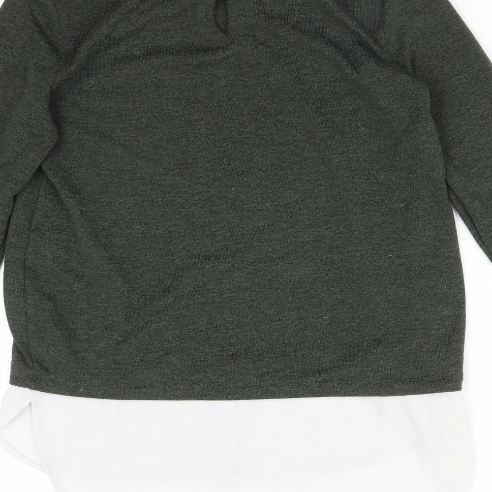 Dorothy Perkins Womens Green  Polyester Basic T-Shirt Size 8 Round Neck