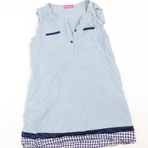 BUMPS Womens Blue Check  Basic T-Shirt Size M Round Neck