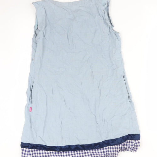 BUMPS Womens Blue Check  Basic T-Shirt Size M Round Neck