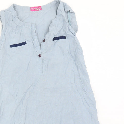 BUMPS Womens Blue Check  Basic T-Shirt Size M Round Neck