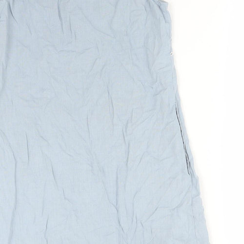 BUMPS Womens Blue Check  Basic T-Shirt Size M Round Neck