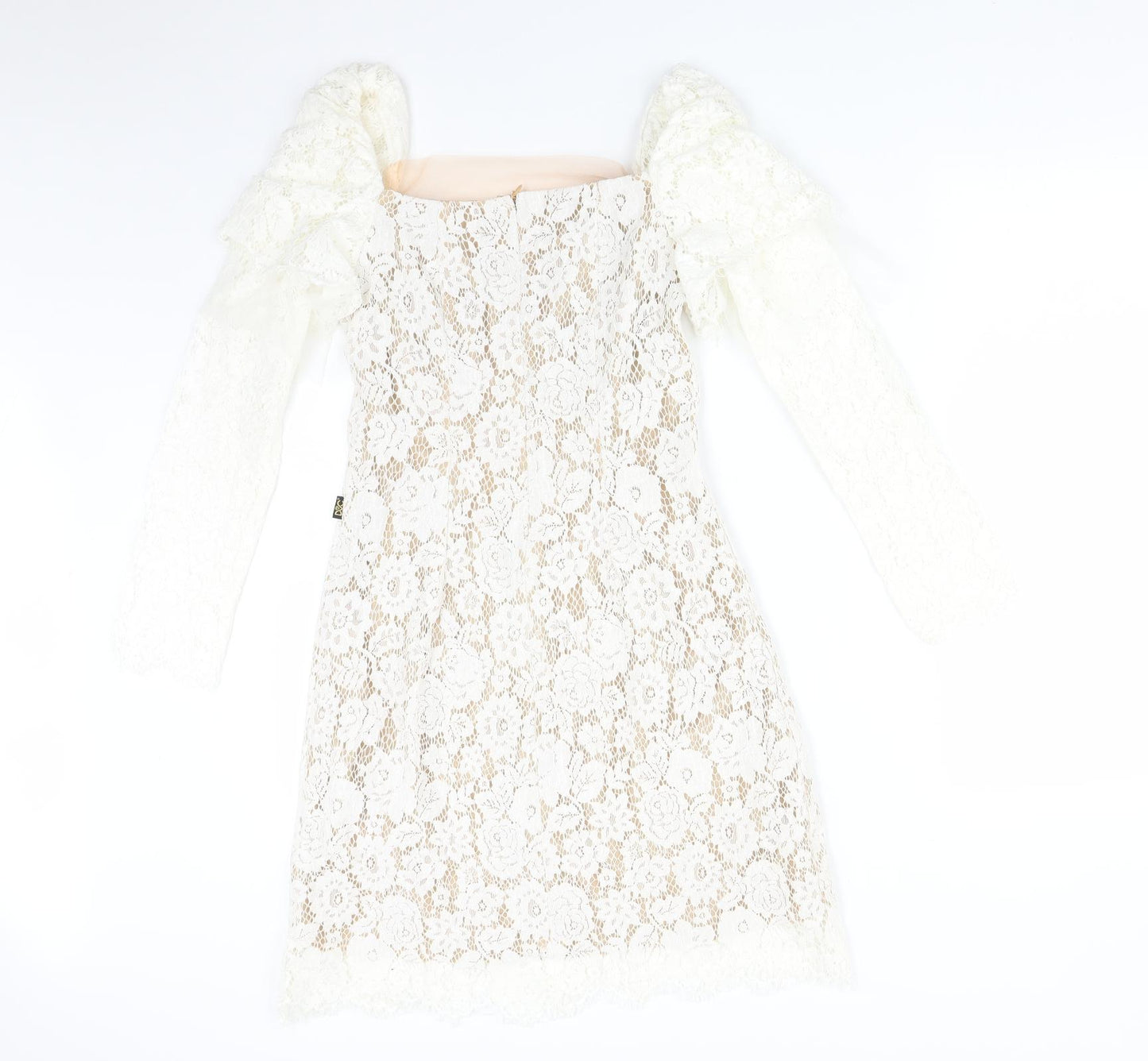 DVC Womens White Floral  A-Line  Size S Square Neck