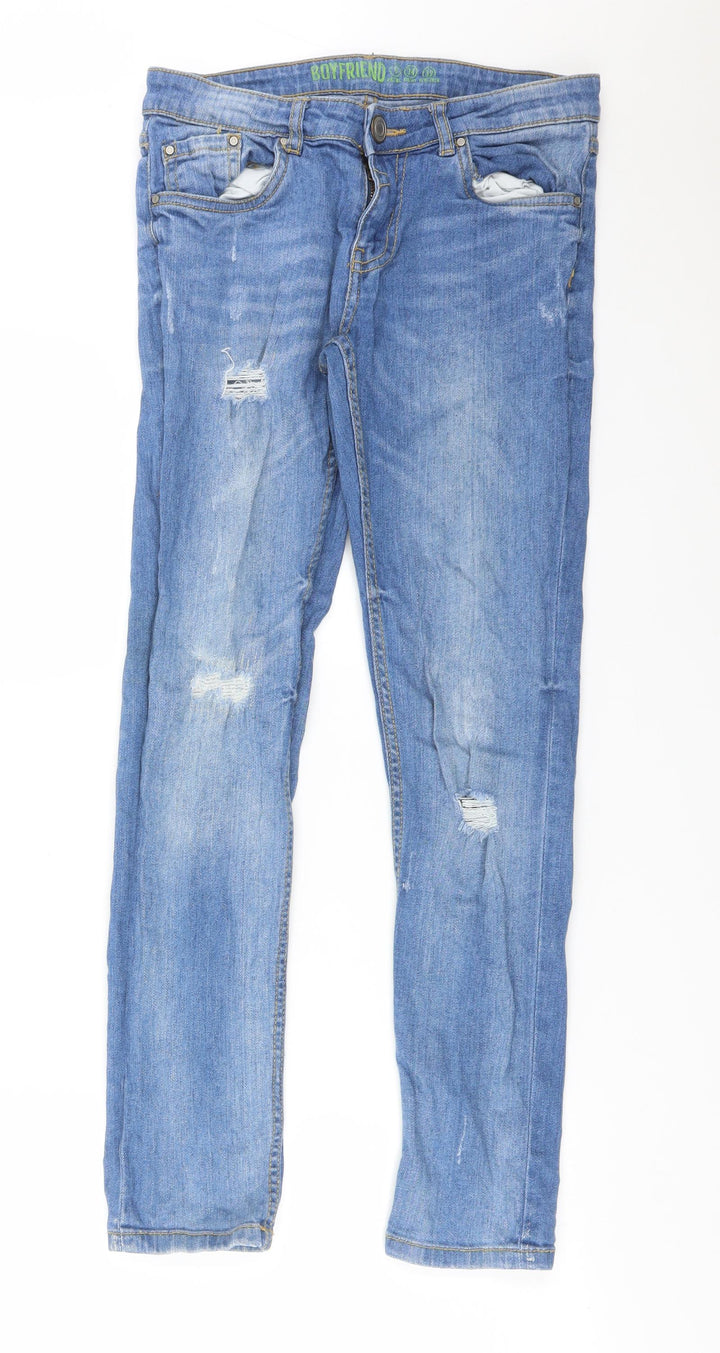 DENIM CO Womens Blue Cotton Boyfriend Jeans Size 6 L28 in Regular