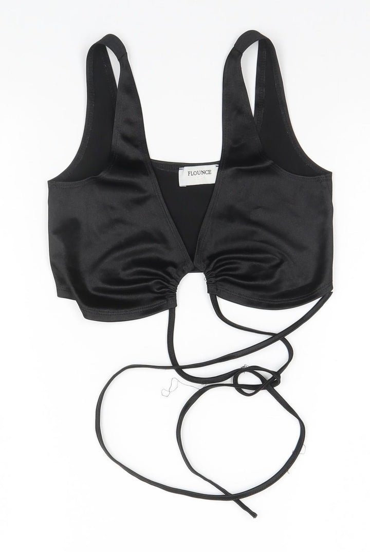 Flounce Womens Black Basic T-Shirt Size 6
