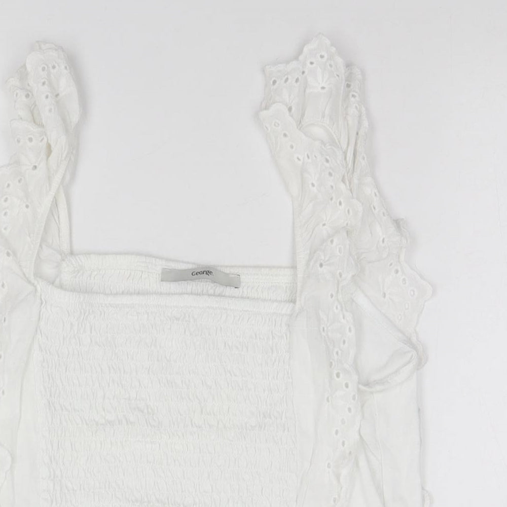 George Womens White  Cotton Basic T-Shirt Size 12