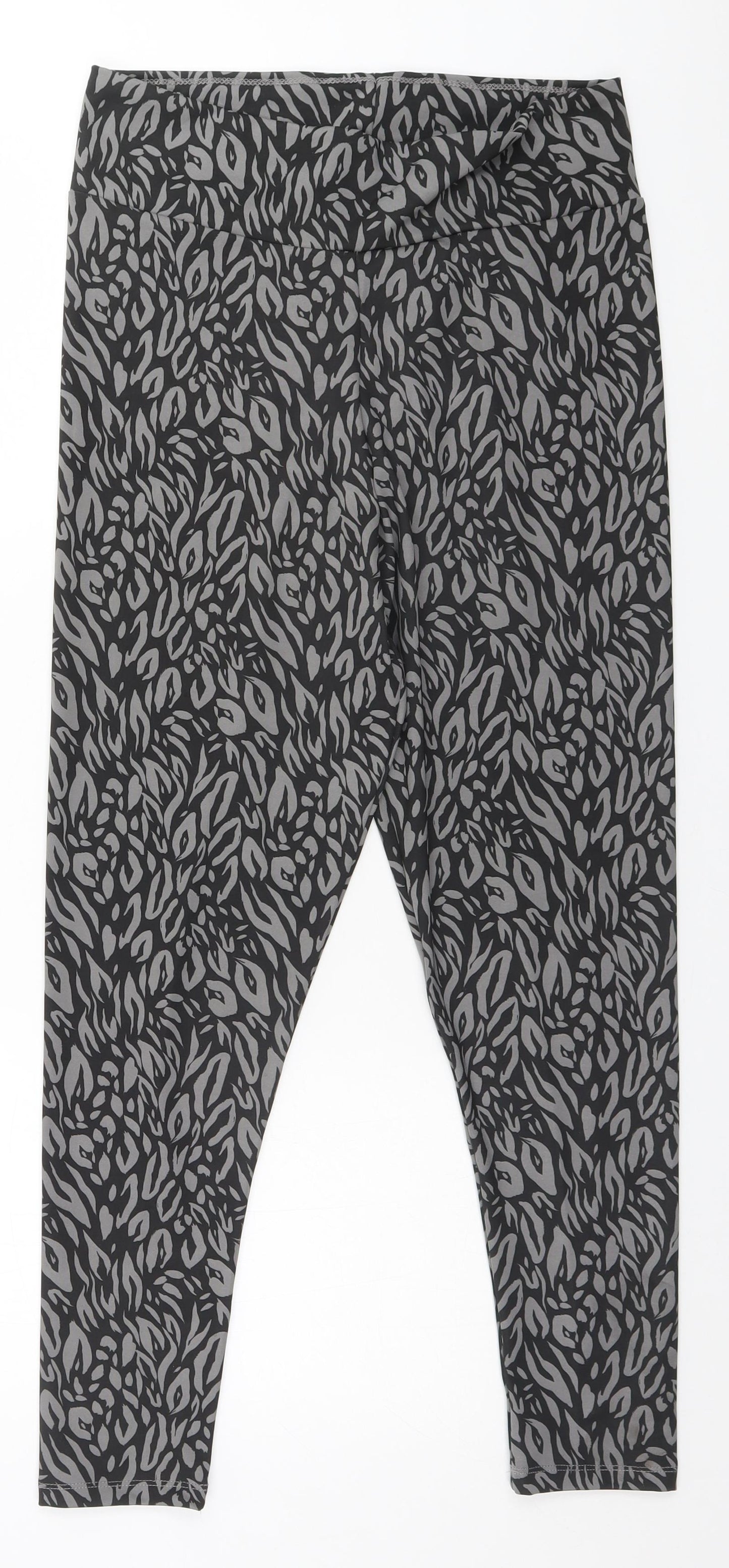 Peacocks Womens Grey Animal Print Polyester Jegging Leggings Size 16 L28 in