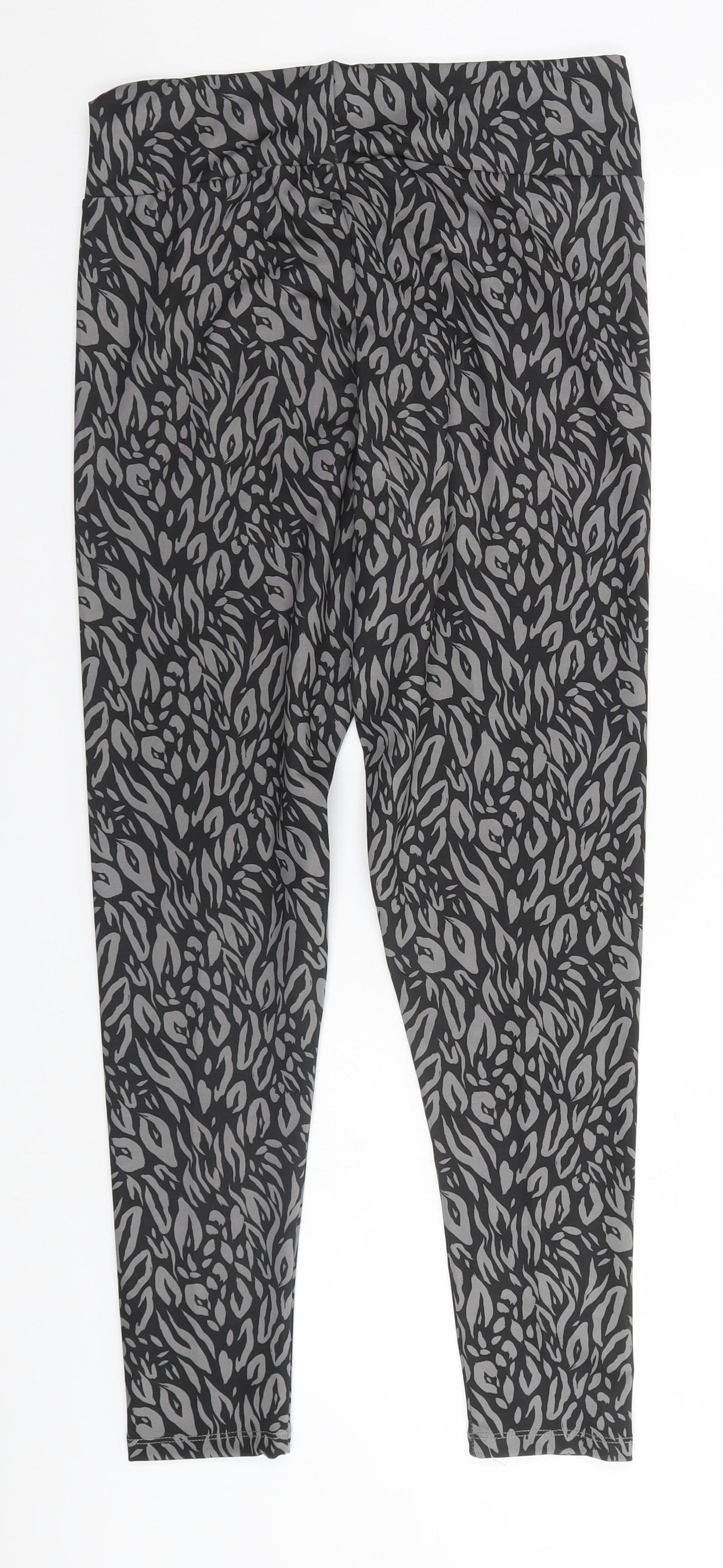 Peacocks Womens Grey Animal Print Polyester Jegging Leggings Size 16 L28 in
