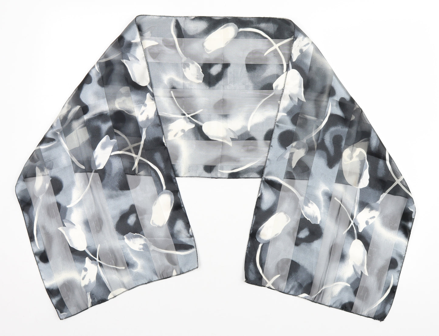 Preworn Unisex Grey Floral   Scarf