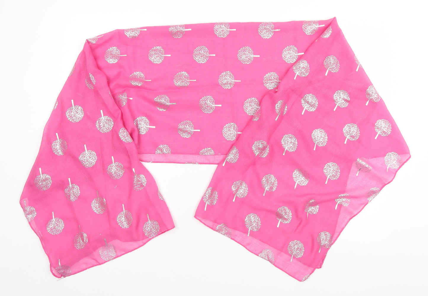 Preworn Unisex Pink Floral Viscose  Scarf