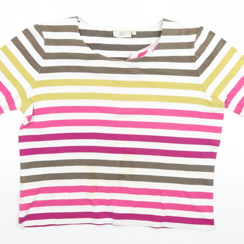 CC Womens White Striped Cotton Basic T-Shirt Size L