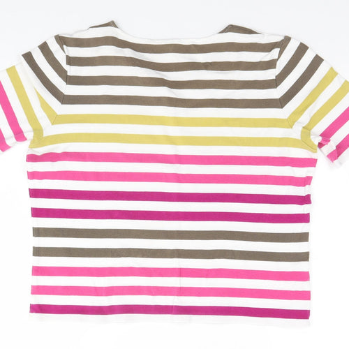 CC Womens White Striped Cotton Basic T-Shirt Size L