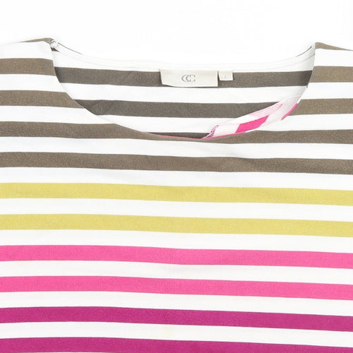 CC Womens White Striped Cotton Basic T-Shirt Size L