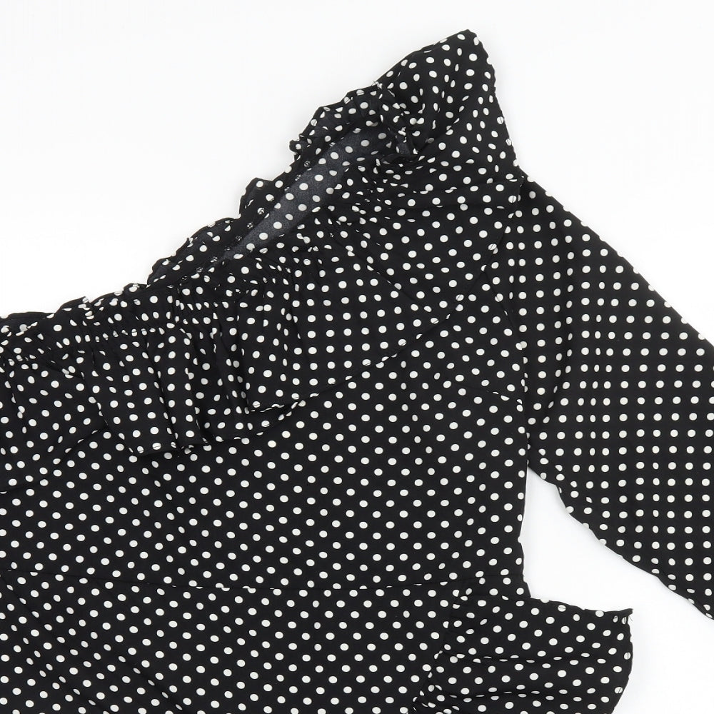 In the Style Womens Black Polka Dot Polyester A-Line  Size 14