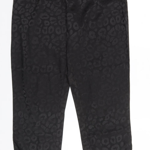I SAW IT FIRST Womens Black Animal Print Cotton Trousers  Size 12 L30 in Regular