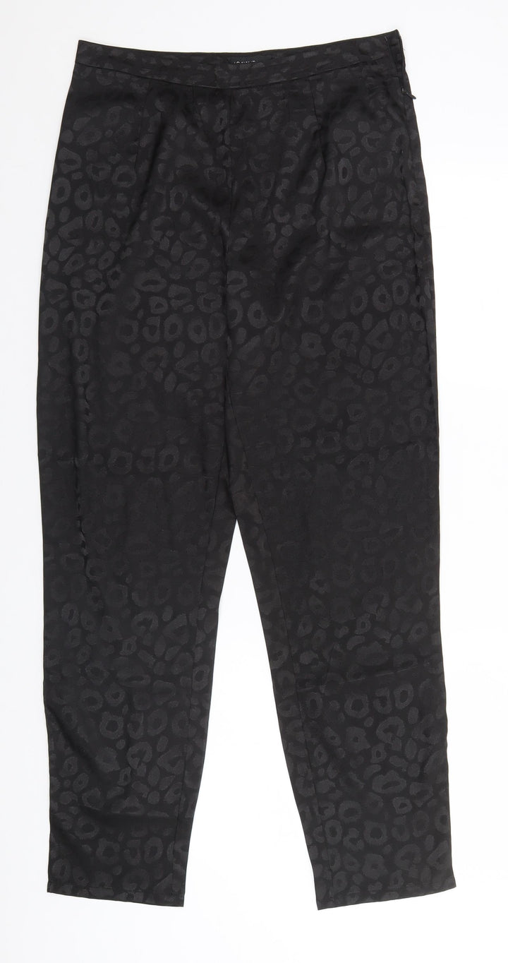 I SAW IT FIRST Womens Black Animal Print Cotton Trousers Size 12 L30 in Regular