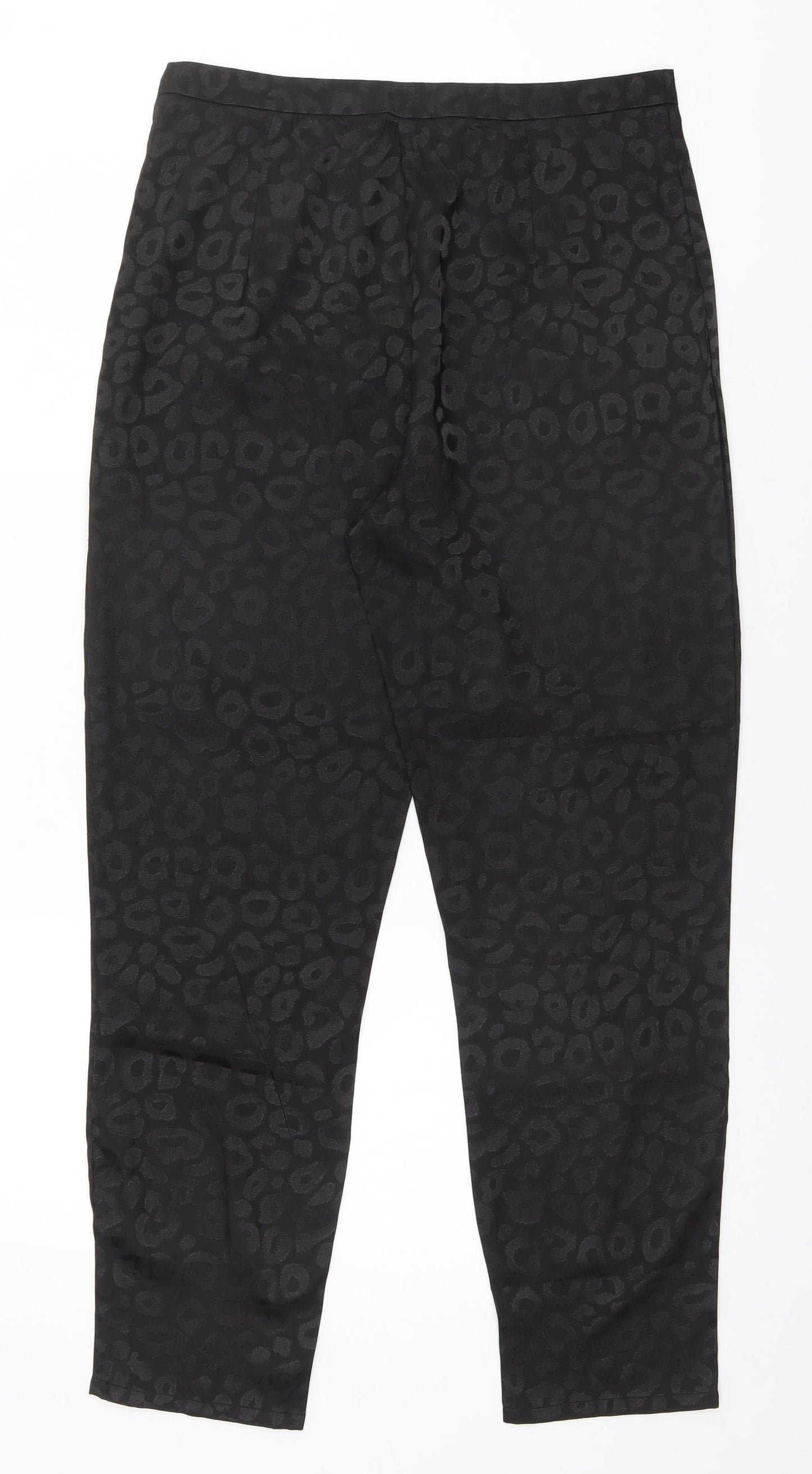 I SAW IT FIRST Womens Black Animal Print Cotton Trousers  Size 12 L30 in Regular