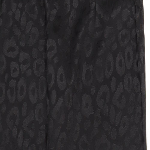 I SAW IT FIRST Womens Black Animal Print Cotton Trousers  Size 12 L30 in Regular