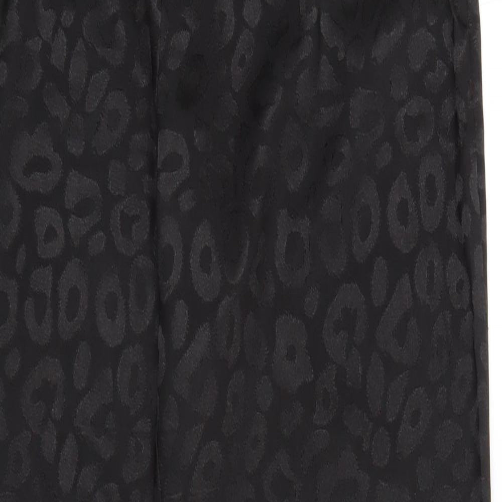 I SAW IT FIRST Womens Black Animal Print Cotton Trousers  Size 12 L30 in Regular