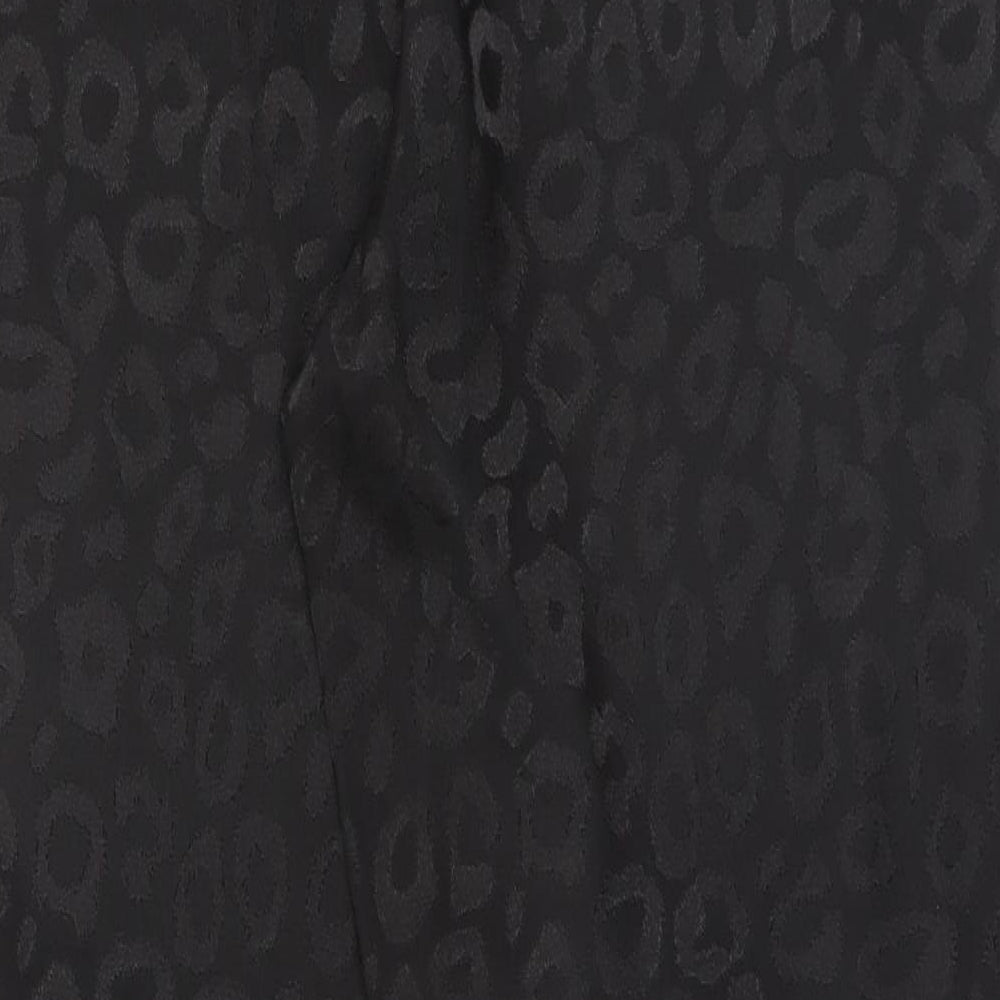 I SAW IT FIRST Womens Black Animal Print Cotton Trousers  Size 12 L30 in Regular