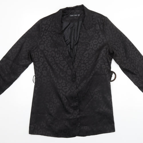 I SAW IT FIRST Womens Black Animal Print Cotton Top Pyjama Top Size 12