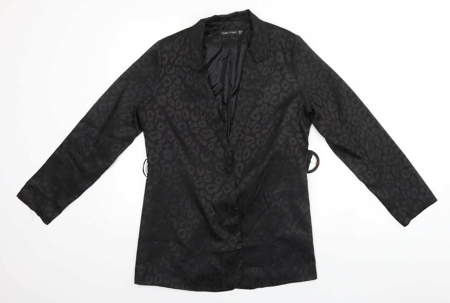I SAW IT FIRST Womens Black Animal Print Cotton Top Pyjama Top Size 12
