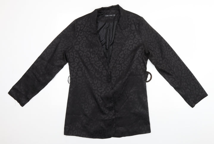 I SAW IT FIRST Womens Black Animal Print Cotton Top Pyjama Top Size 12