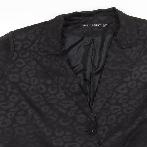 I SAW IT FIRST Womens Black Animal Print Cotton Top Pyjama Top Size 12
