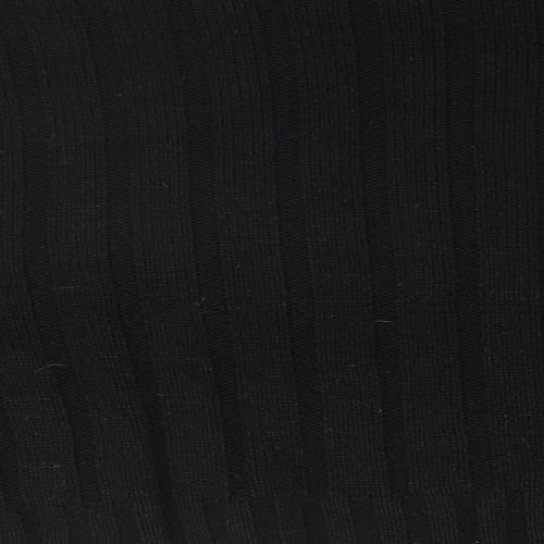 PRETTYLITTLETHING Womens Black Scoop Neck Striped Acrylic Pullover Jumper Size M