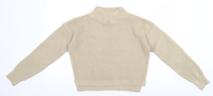 I SAW IT FIRST Mens Beige High Neck Acrylic Pullover Jumper Size M