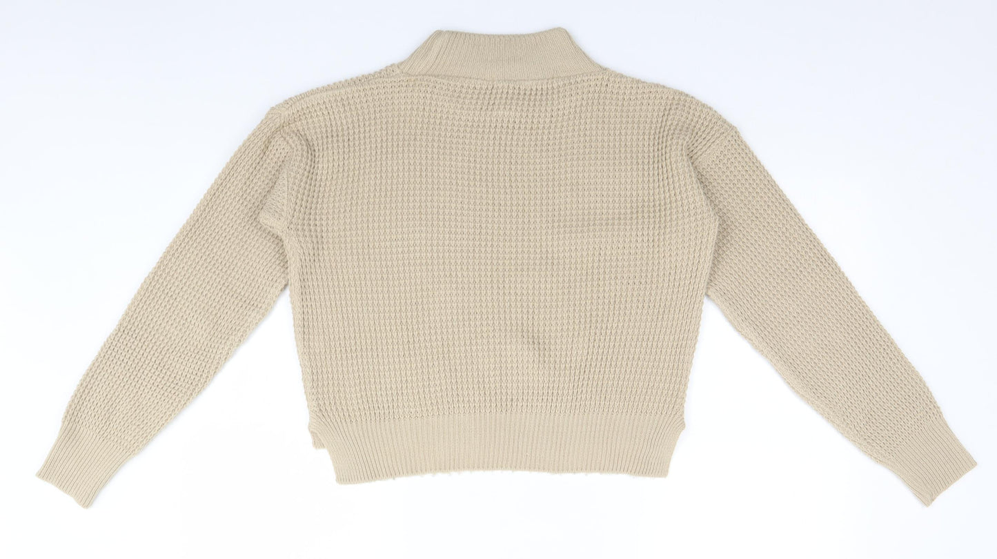 I SAW IT FIRST Mens Beige High Neck  Acrylic Pullover Jumper Size M