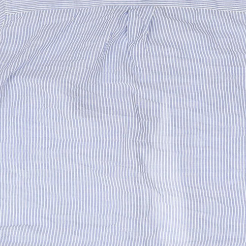 New Look Womens Blue Striped Cotton Basic Button-Up Size 12 Collared