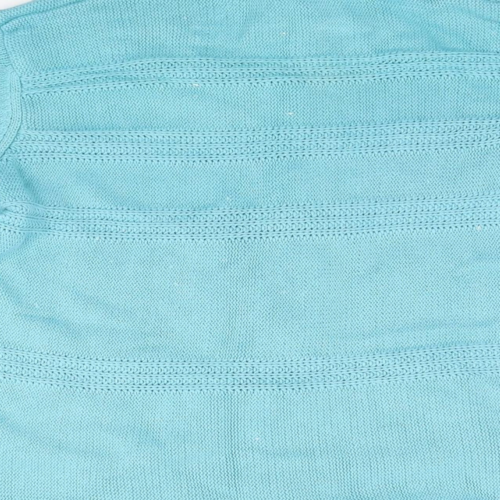 BM Womens Blue High Neck  Cotton Full Zip Jumper Size M
