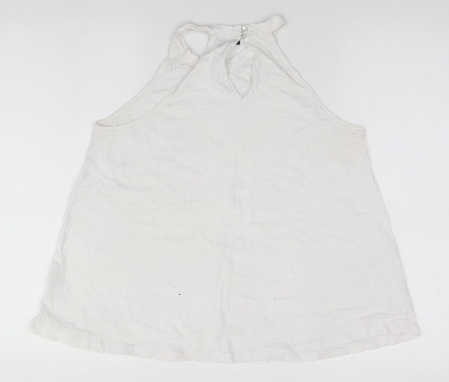 New Look Womens White  Cotton Basic T-Shirt Size 12 High Neck