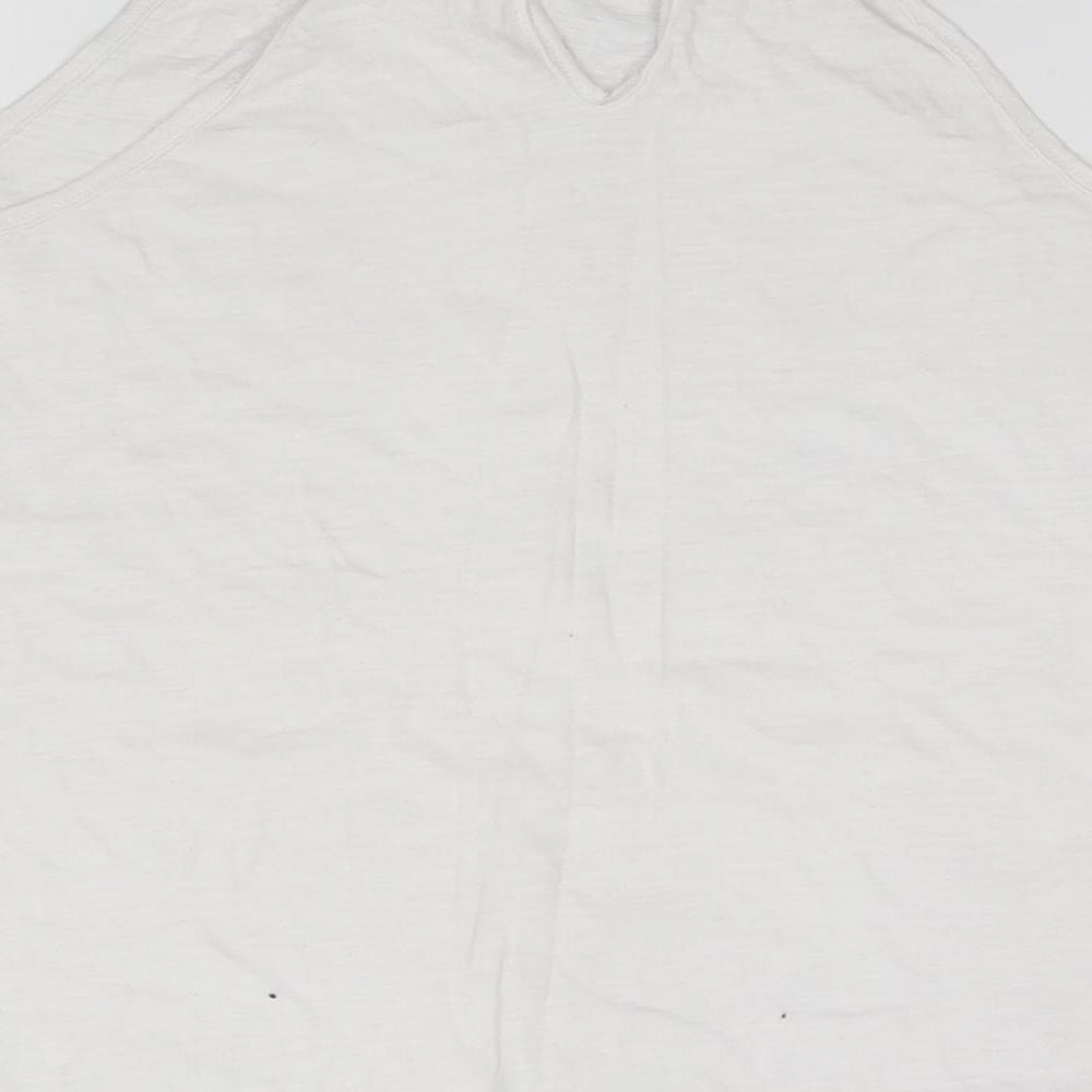 New Look Womens White  Cotton Basic T-Shirt Size 12 High Neck