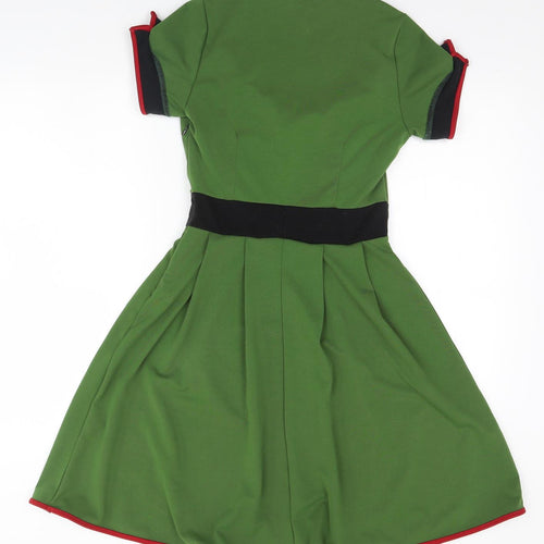 Sourpuss Womens Green  Polyester A-Line  Size M Square Neck  - Planes